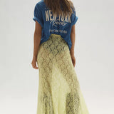 Chic Sheer Embroidered Lace Maxi Skirt