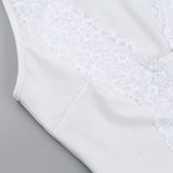 Sexy V Neck Lace Trim Crop Top