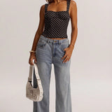Chic Polka Dot Bustier Sleeveless Tank Top
