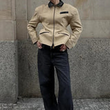 Waist Cinched Colorblock Jacket