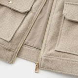 Zipper Pocket Lapel Short Jacket