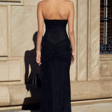 Strapless Backless Mermaid Maxi Dress
