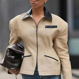 Waist Cinched Colorblock Jacket
