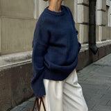 Casual Solid Color Pullover Sweater