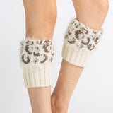 Leopard Print Feather Yarn Boot Cuffs