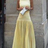 Polka Dot Patchwork Maxi Dress