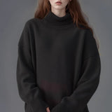 Solid High Neck Loose Knit Sweater