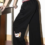 Print Loose Straight Leg Sweat Pants