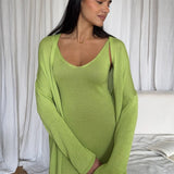 Solid V Neck Cotton Knit Bodycon Two Piece Set