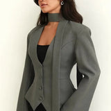 Scarf Collar Commuter Blazer
