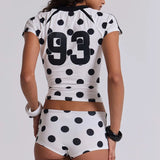 Number Print Fitted Tee Two Pieces Set