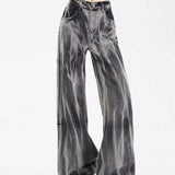 Black Tie-dye Wide-leg Jeans