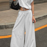 Sleeveless Pullover Wide Leg Pants Two Piece Set