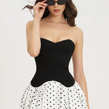 Polka Dot Strapless Bodycon Mini Dress