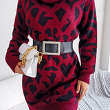 Leopard Turtleneck Sweater Dress