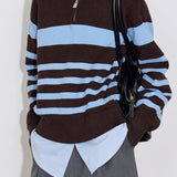 Color Block Striped Knit Sweater