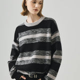 Loose Fit Round Neck Striped Sweater