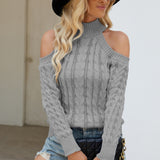 Elegant Cable Mock Neck Sweater