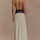 Lace Patchwork Backless Halter Boho Dress