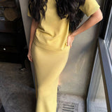 Minimalist Knit Short Sleeve Skirt Set