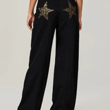 Star Print Loose Wide Leg Jeans