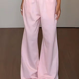 Retro Pink Relaxed Wide Leg Casual Pants