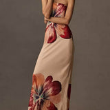 Fashionable Printed Sexy Tube Top Slim Fit Midi Dress