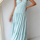 Marilyn - V-neck maxi dress with ruffle