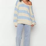 Off-shoulder Striped Sweater