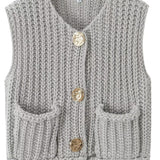 Sleeveless Cropped Knit Sweater Cardigan