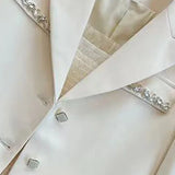 Crystal Decor Notched Cropped Blazer