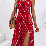 Spaghetti Strap Slit Floral Dress