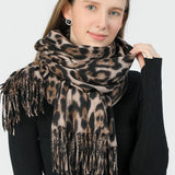 Cozy Leopard Print Faux Wool Scarf