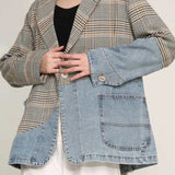 Plaid Denim Oversized Blazer