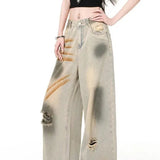 High Waist Distressed Denim Jeans