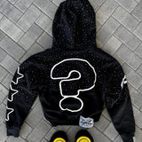 Unisex Goth Print Zip Hoodie