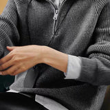 Half Zip Textured Knit Sweater