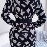 Leopard Turtleneck Sweater Dress