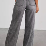 Solid Minimalist Washed Wide Leg Jeans