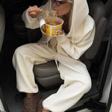 Zipper Hoodie Long Sleeve Wide Leg Pants Two Piece Set