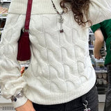 Ribbed Off Shoulder Knit Sweater