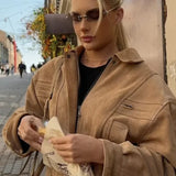 Suede Cropped Zipper Jacket