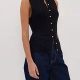 Sleeveless Cropped Knit Cardigan