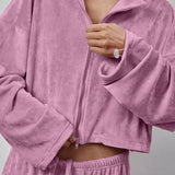 Vintage Drawstring Crop Top and Wide Leg Pants Two Piece Set