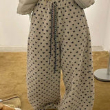 Warm Thickened Polka Dot Fleece Drawcord Pants