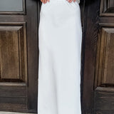 Satin Acetate-like V Neck Tie Long Sleeve Skirt Set