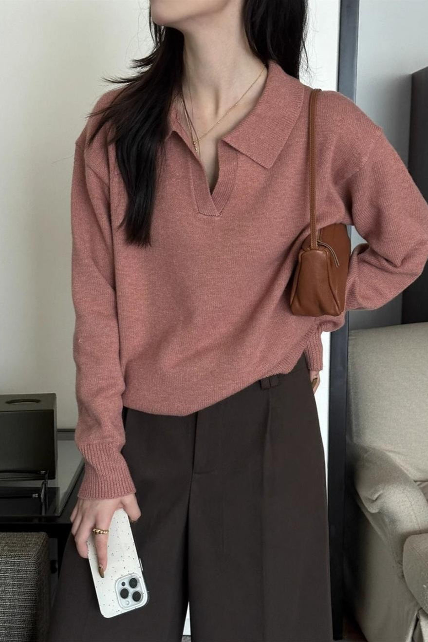 Slouchy Polo Style Sweater