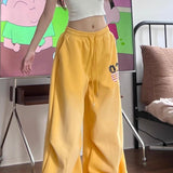Yellow Graphic Loose Casual Sweat Pants