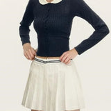 Short Lapel Cable Knit Cardigan