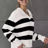 Striped Color Block Polo Sweater
